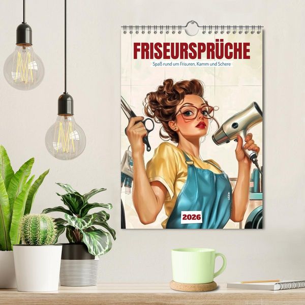 Produktbild: Friseurspr&uuml;che, Spa&szlig; rund um Frisuren, Kamm und Schere (Wandkalender 2026 DIN A4 hoch), CALVENDO Monatskalender