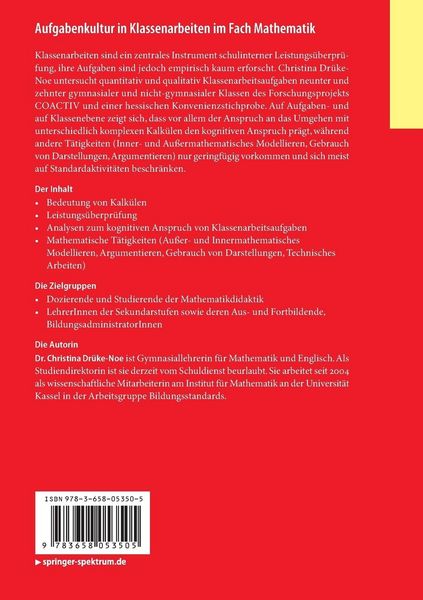 Produktbild: Aufgabenkultur in Klassenarbeiten im Fach Mathematik