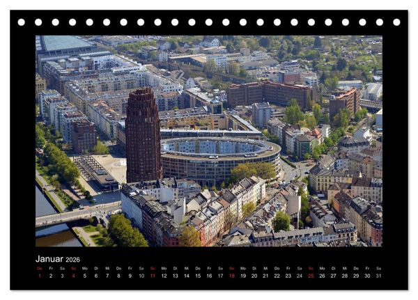 Produktbild: &uuml;ber den D&auml;chern von FRANKFURT (Tischkalender 2026 DIN A5 quer), CALVENDO Monatskalender