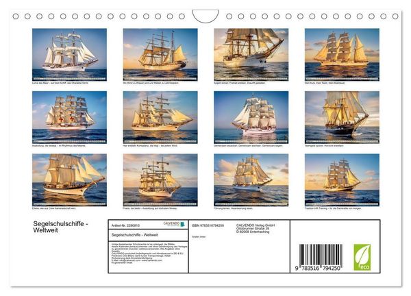 Produktbild: Segelschulschiffe - Weltweit (Wandkalender 2027 DIN A4 quer), CALVENDO Monatskalender