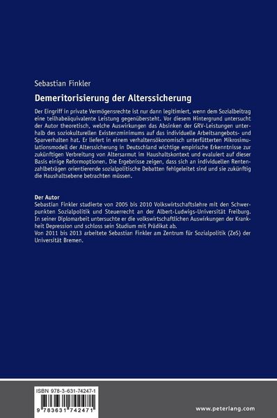 Produktbild: Demeritorisierung der Alterssicherung