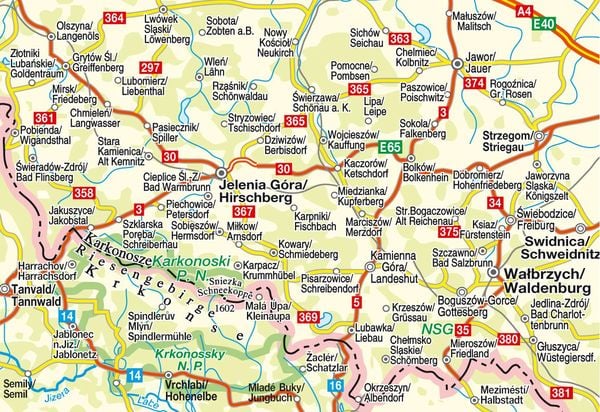 Produktbild: H&ouml;fer Polen/Tschechien CR 303. Riesengebirge 1:100 000. Stra&szlig;enkarte