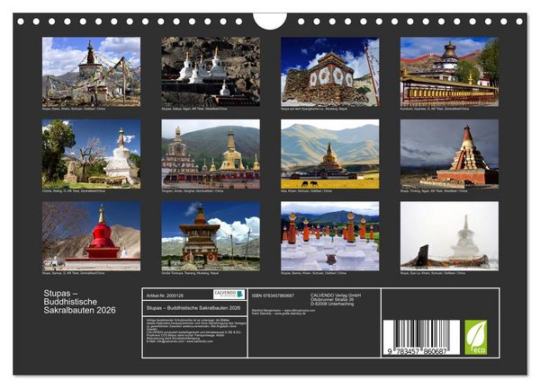 Produktbild: Stupas &ndash; Buddhistische Sakralbauten 2026 (Wandkalender 2026 DIN A4 quer), CALVENDO Monatskalender