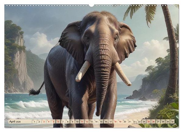 Produktbild: Riesen der Eiszeit &ndash; Ein Jahr voller Mammut Momente (hochwertiger Premium Wandkalender 2026 DIN A2 quer), Kunstdruck in Hochglanz