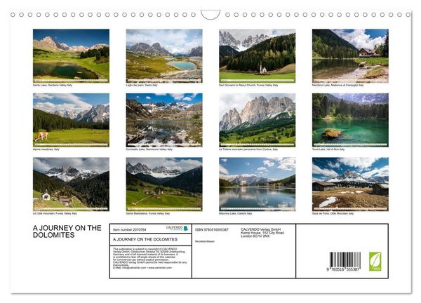 Produktbild: A JOURNEY ON THE DOLOMITES (Wall Calendar 2026 DIN A3 landscape), CALVENDO 12 Month Wall Calendar