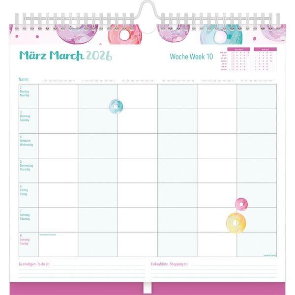Produktbild: Familien Wochenkalender Dots 2026 - Familien-Timer - Termin-Planer - Kinder-Kalender - Familien-Kalender - 30,5x30,5