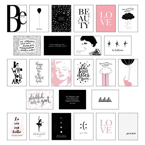 Schönes Postkarten Set mit 25 modernen und stylishen Postkarten