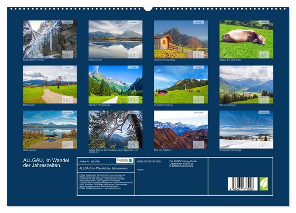 Produktbild: ALLG&Auml;U, im Wandel der Jahreszeiten. (hochwertiger Premium Wandkalender 2026 DIN A2 quer), Kunstdruck in Hochglanz