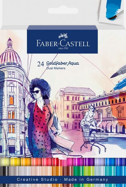 Produktbild: Faber-Castell Tuschestift Dual Marker Goldfaber Aqua, 24er Set
