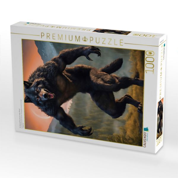 Produktbild: CALVENDO Puzzle Ein Werwolf heult zum roten Mond | 1000 Teile Lege-Gr&ouml;&szlig;e 64x48cm Foto-Puzzle f&uuml;r gl&uuml;ckliche Stunden