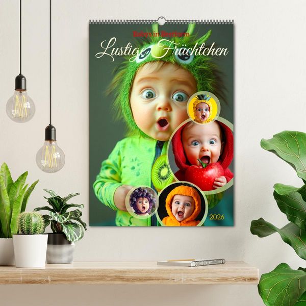 Produktbild: Babys in Bestform - Lustige Fr&uuml;chtchen (Wandkalender 2026 DIN A2 hoch), CALVENDO Monatskalender