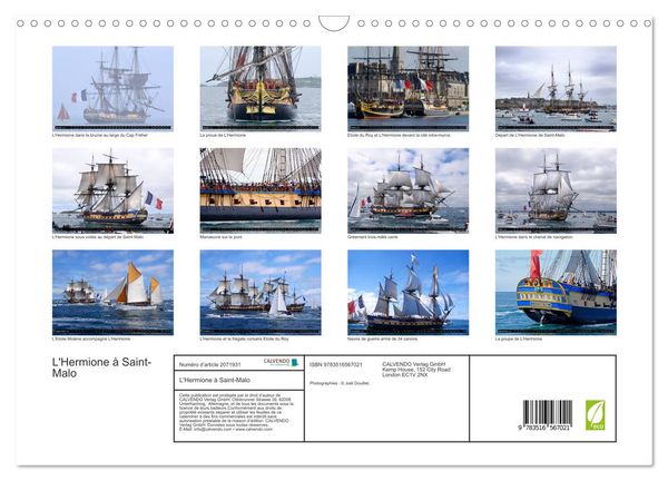 Produktbild: L'Hermione &agrave; Saint-Malo (Calendrier mural 2026 DIN A3 vertical), CALVENDO calendrier mensuel