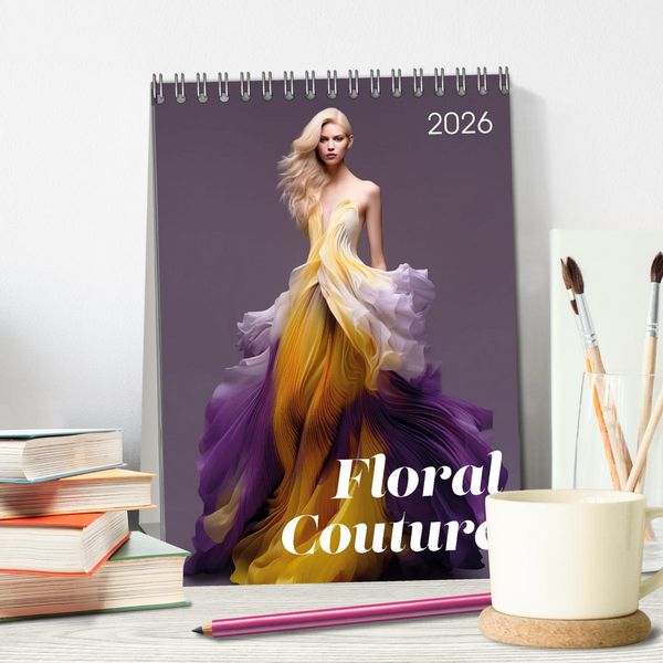 Produktbild: Floral Couture (Tischkalender 2026 DIN A5 hoch), CALVENDO Monatskalender