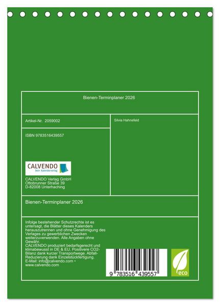 Produktbild: Bienen-Terminplaner 2026 (Tischkalender 2026 DIN A5 hoch), CALVENDO Monatskalender