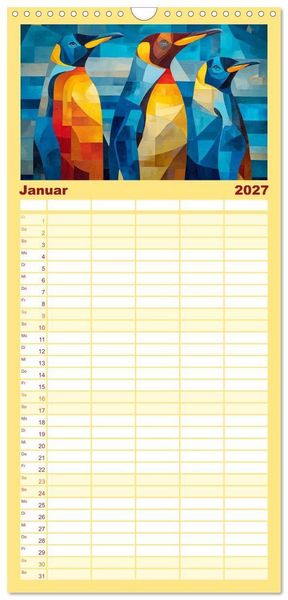 Produktbild: Familienplaner 2027 - Nordlicht in Facetten. Die Arktis in geometrischer Bildsprache mit 5 Spalten (Wandkalender, 21 x 45 cm) CALVENDO
