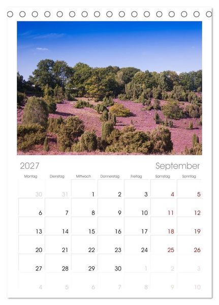 Produktbild: Tischplaner 2027 - L&uuml;neburger Heide - Im Wandel der Jahreszeiten (A5 Tischkalender zum Aufstellen) CALVENDO