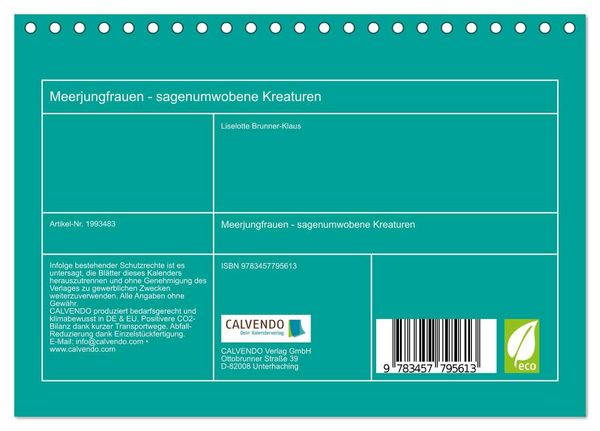 Produktbild: Meerjungfrauen - sagenumwobene Kreaturen (Tischkalender 2026 DIN A5 quer), CALVENDO Monatskalender
