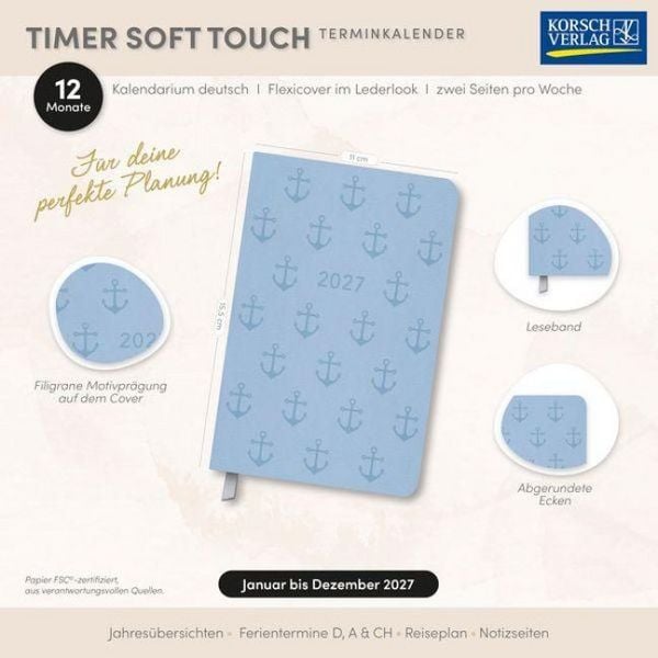 Produktbild: Timer Soft Touch hellblau 2027