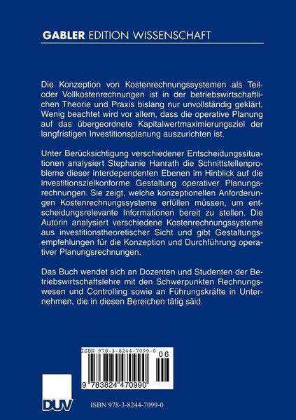 Produktbild: Investitionszielkonforme Kostenrechnung