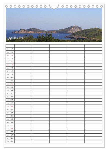 Produktbild: Ibiza / Familienplaner (Wandkalender 2026 DIN A4 hoch), CALVENDO Monatskalender