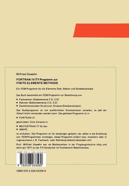 Produktbild: FORTRAN IV/77-Programm zur Finite-Elemente-Methode