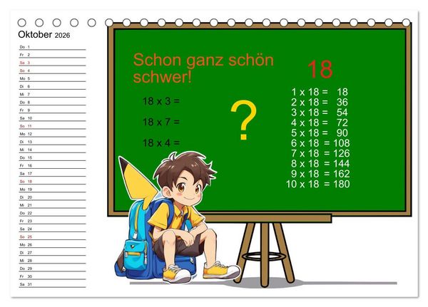 Produktbild: Mathematik f&uuml;r Grundsch&uuml;ler (Tischkalender 2026 DIN A5 quer), CALVENDO Monatskalender