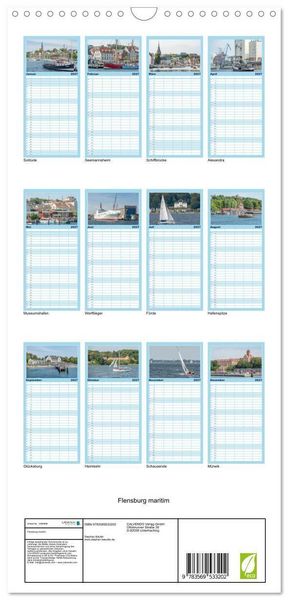 Produktbild: Familienplaner 2027 - Flensburg maritim mit 5 Spalten (Wandkalender, 21 x 45 cm) CALVENDO