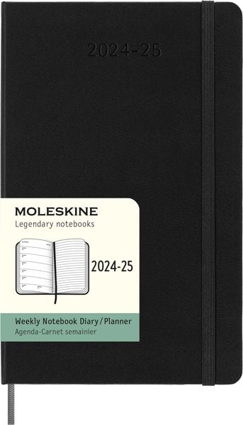 Moleskine 18 Monate Wochen Notizkalender 2024/2025, L/A5, Fester Einband, Schwarz