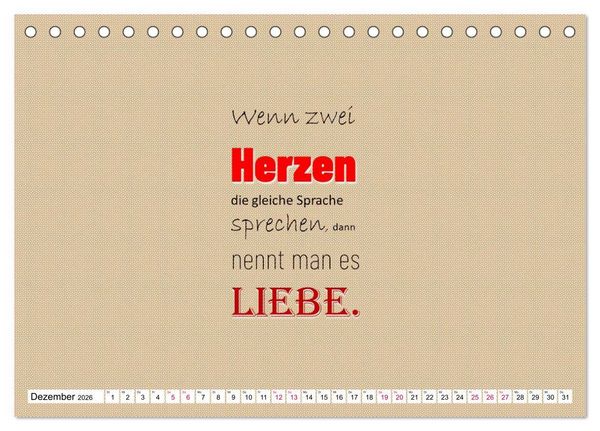 Produktbild: Zitate und Spr&uuml;che In Sachen LIEBE (Tischkalender 2026 DIN A5 quer), CALVENDO Monatskalender