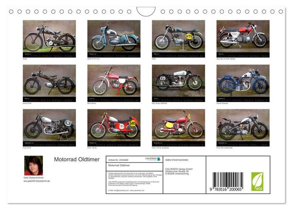 Produktbild: Motorrad Oldtimer (Wandkalender 2026 DIN A4 quer), CALVENDO Monatskalender