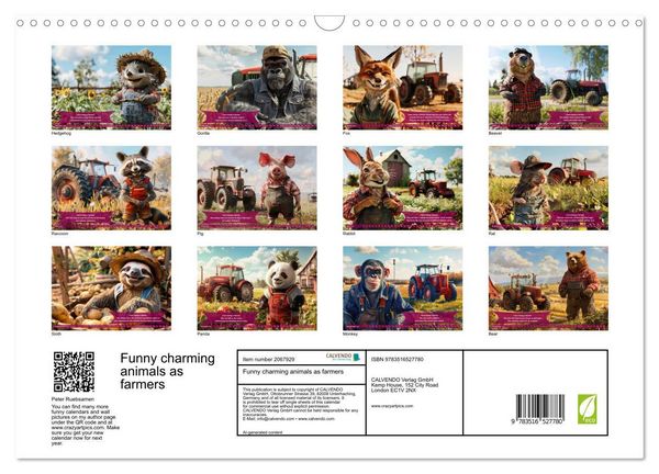 Produktbild: Funny charming animals as farmers (Wall Calendar 2026 DIN A3 landscape), CALVENDO 12 Month Wall Calendar