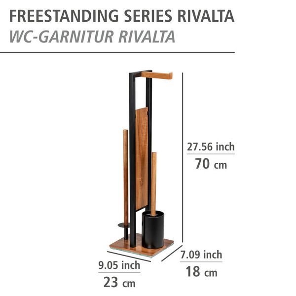 Produktbild: Stand WC-Garnitur Mod. Rivalta Acacia, Akazienholz und schwarz lackierter Stahl