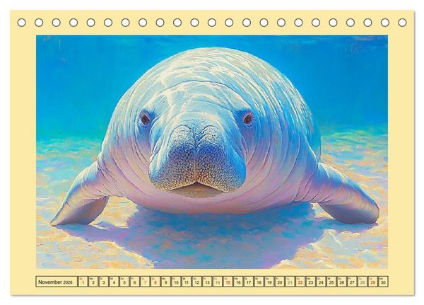 Produktbild: Manatee Paintings. Rundschwanzseek&uuml;he im &Ouml;lgem&auml;lde-Stil (Tischkalender 2026 DIN A5 quer), CALVENDO Monatskalender