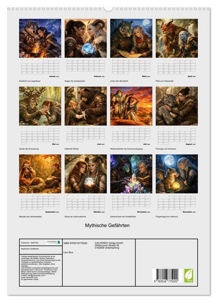Produktbild: Mythische Gef&auml;hrten (hochwertiger Premium Wandkalender 2027 DIN A2 hoch), Kunstdruck in Hochglanz