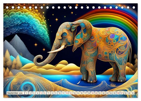 Produktbild: Tiere aus Regenbogenfarben (Tischkalender 2026 DIN A5 quer), CALVENDO Monatskalender