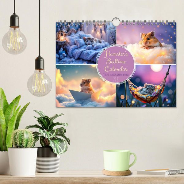 Produktbild: Hamster's Bedtime Calendar - Twelve magical dream worlds (Wall Calendar 2027 DIN A4 landscape), CALVENDO 12 Month Wall Calendar