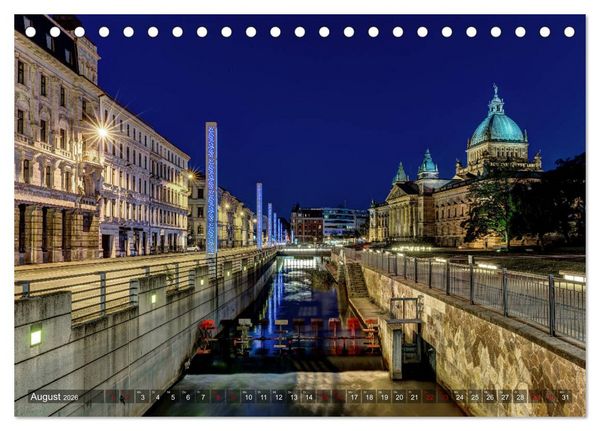 Produktbild: Nachts in Leipzig (Tischkalender 2026 DIN A5 quer), CALVENDO Monatskalender