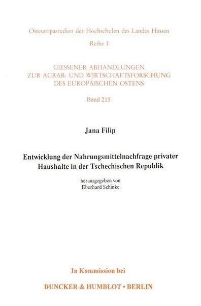 Produktbild: Entwicklung der Nahrungsmittelnachfrage privater Haushalte in der Tschechischen Republik.