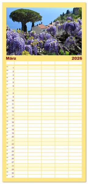 Produktbild: Familienplaner 2026 - Sehnsuchtsort Amalfik&uuml;ste mit 5 Spalten (Wandkalender, 21 x 45 cm) CALVENDO