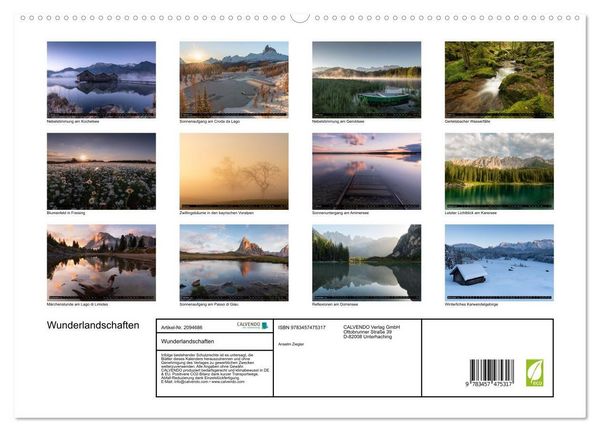 Produktbild: Wunderlandschaften (hochwertiger Premium Wandkalender 2026 DIN A2 quer), Kunstdruck in Hochglanz