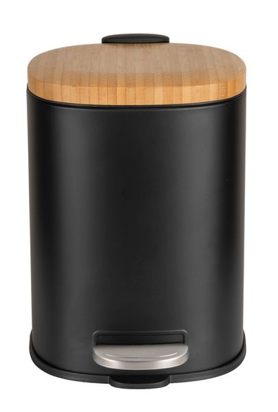 Produktbild: Kosmetikeimer Mod. Fianema, schwarz, 3L, Metall/Bambus, Easy-Close, mit herausnehmbarem