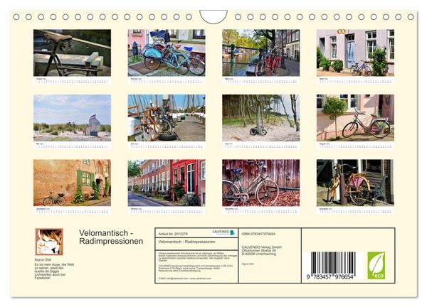 Produktbild: Velomantisch - Radimpressionen (Wandkalender 2026 DIN A4 quer), CALVENDO Monatskalender