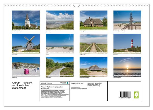 Produktbild: Amrum - Perle im nordfriesischen Wattenmeer (Wandkalender 2026 DIN A3 quer), CALVENDO Monatskalender