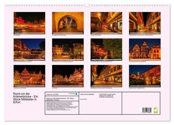 Produktbild: Rund um die Kr&auml;merbr&uuml;cke - Ein St&uuml;ck Mittelalter in Erfurt (Wandkalender 2027 DIN A2 quer), CALVENDO Monatskalender