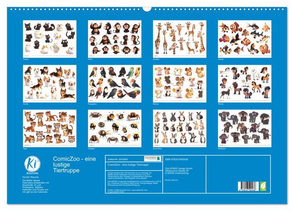 Produktbild: ComicZoo - eine lustige Tiertruppe (Wandkalender 2026 DIN A2 quer), CALVENDO Monatskalender
