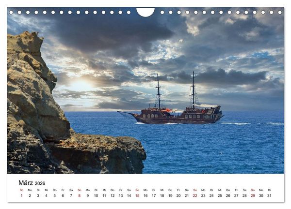 Produktbild: Farbenfrohe Boote in kristallklarem Wasser (Wandkalender 2026 DIN A4 quer), CALVENDO Monatskalender