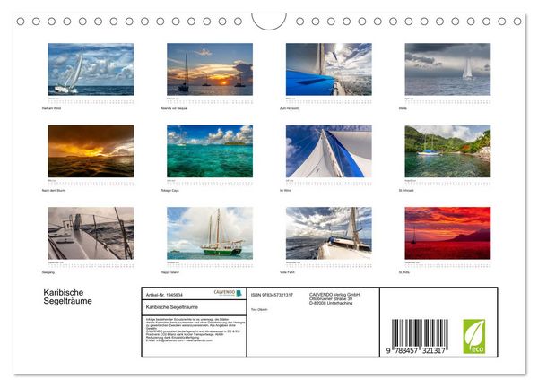 Produktbild: Karibische Segeltr&auml;ume (Wandkalender 2026 DIN A4 quer), CALVENDO Monatskalender