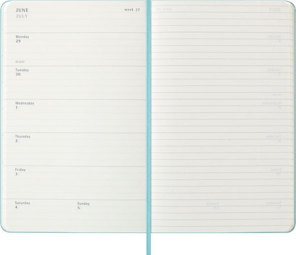 Produktbild: Moleskine 18 Monate Wochen Notizkalender 2025/2026, L/A5, 1 Wo = 1 Seite, rechts linierte Seite, fester Einband, Aquamarin