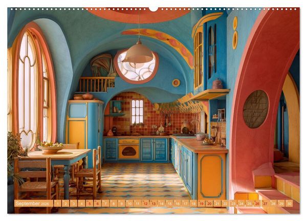 Produktbild: Fantastische K&uuml;chenarchitektur. KI-Design zum Staunen (hochwertiger Premium Wandkalender 2026 DIN A2 quer), Kunstdruck in Hochglanz