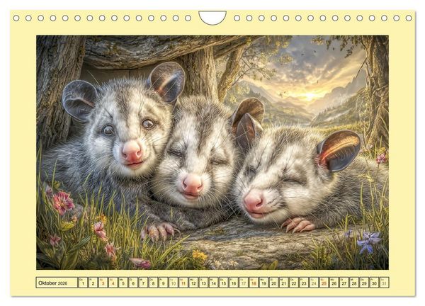 Produktbild: Sanfte Beutelratten. Opossums im stillen Rhythmus der Natur (Wandkalender 2026 DIN A4 quer), CALVENDO Monatskalender